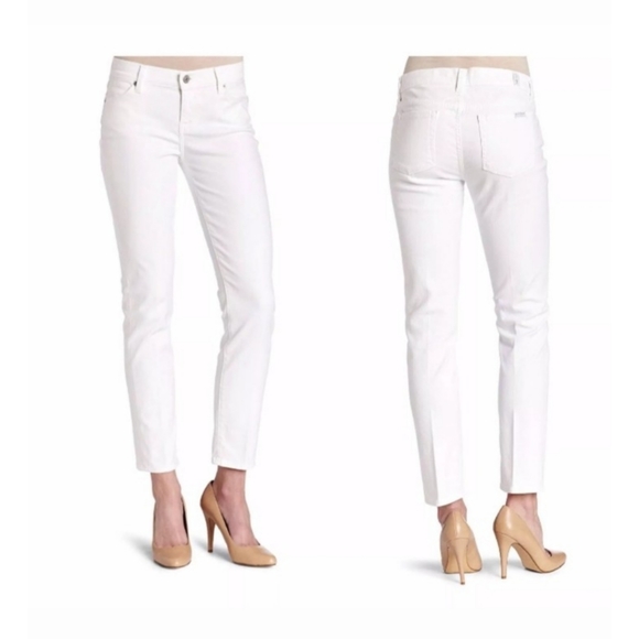 7 For All Mankind Denim - 7 for All Mankind Cropped White Denim Jeans